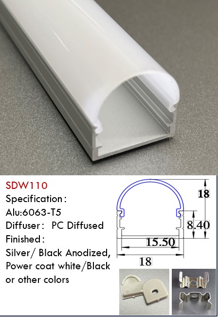 3/4 Round Top Led aluminum channel