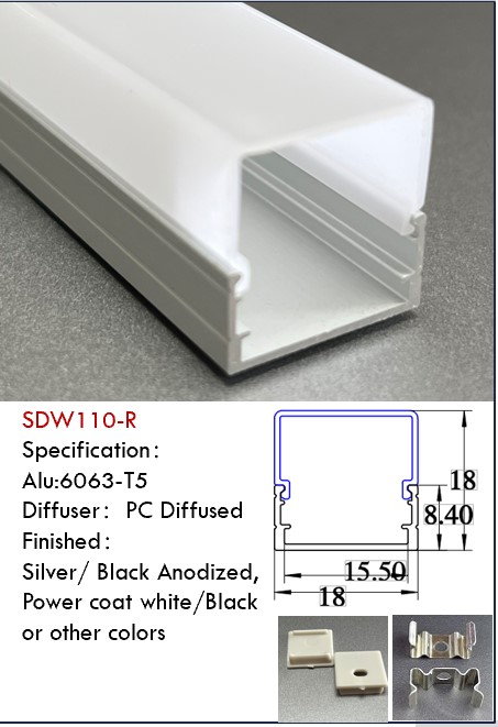 3/4 Square Led aluminum channel Profile
