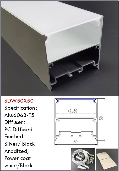 2inch Pendant LED Aluminum Channel Profile