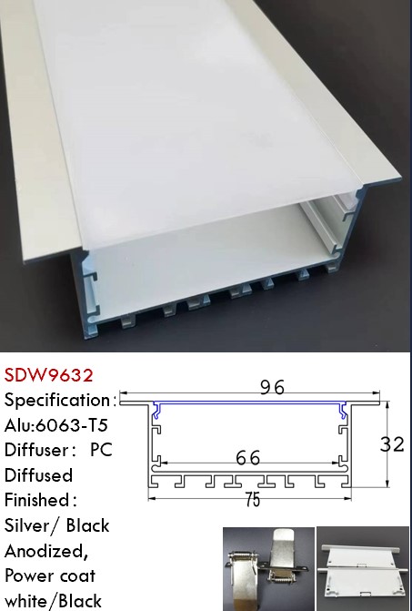 3 13/16inch Recessed Led Aluminum Profile