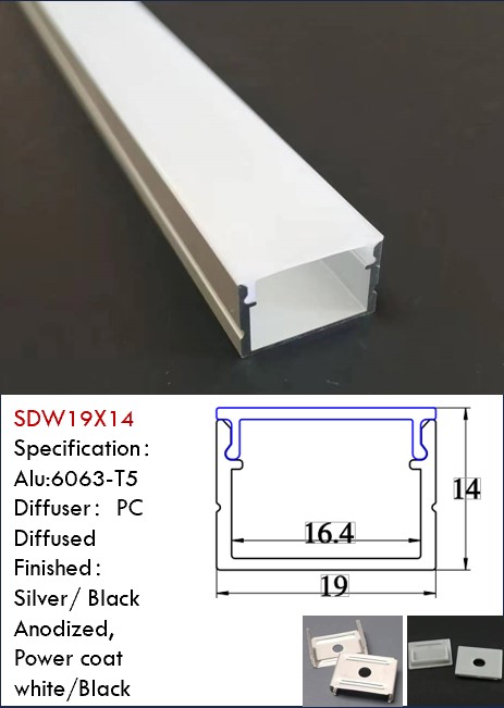 3/4 inch deep flat led aluminum channel profile