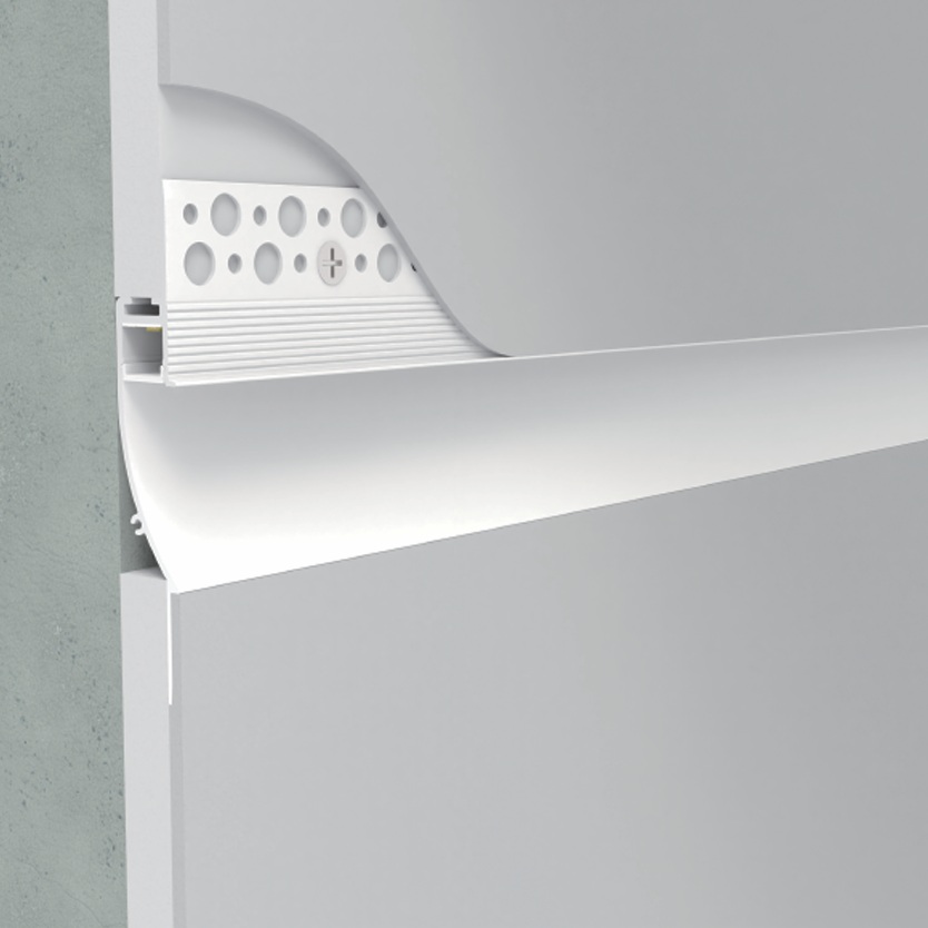 1/2 white plaster in Led channel for walkway