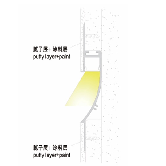 1/2 white plaster in Led channel for walkway