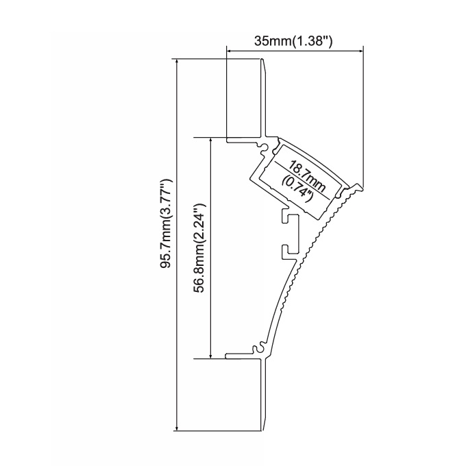 Trimless Recessed Aluminium Profile for Drywall