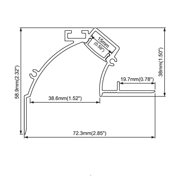 Wall Washer Led aluminum strip Channel